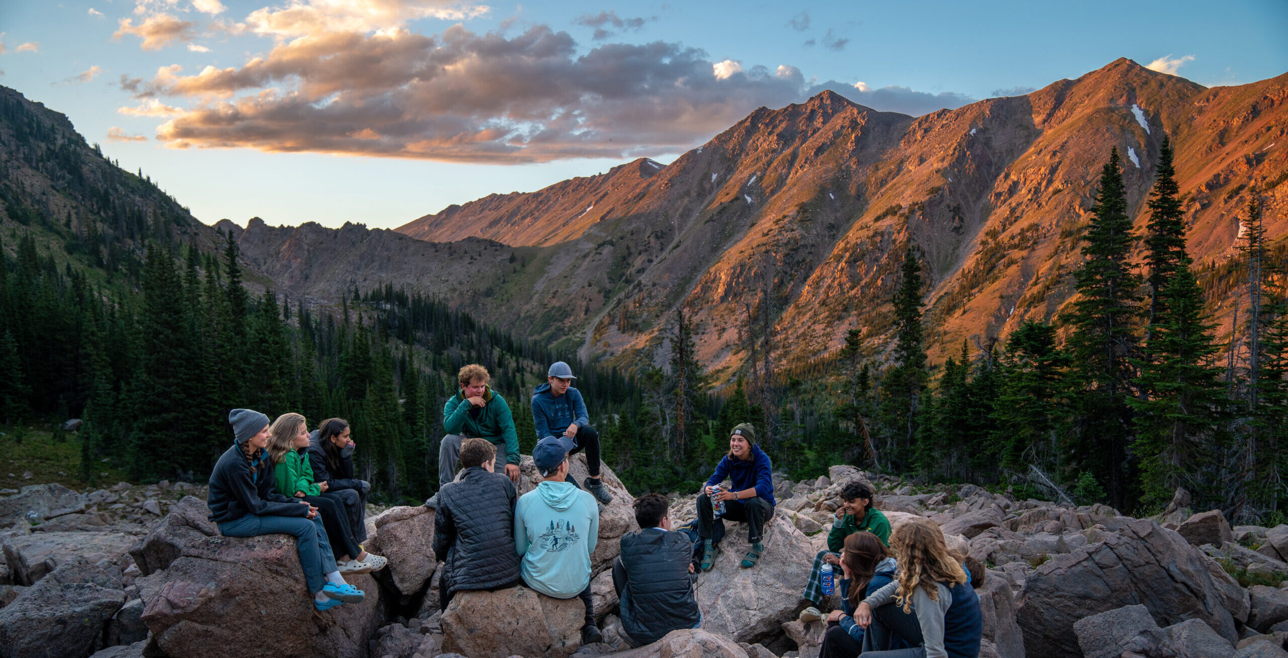 Groups enjoy getting to know each other in the Rocky Mountains.