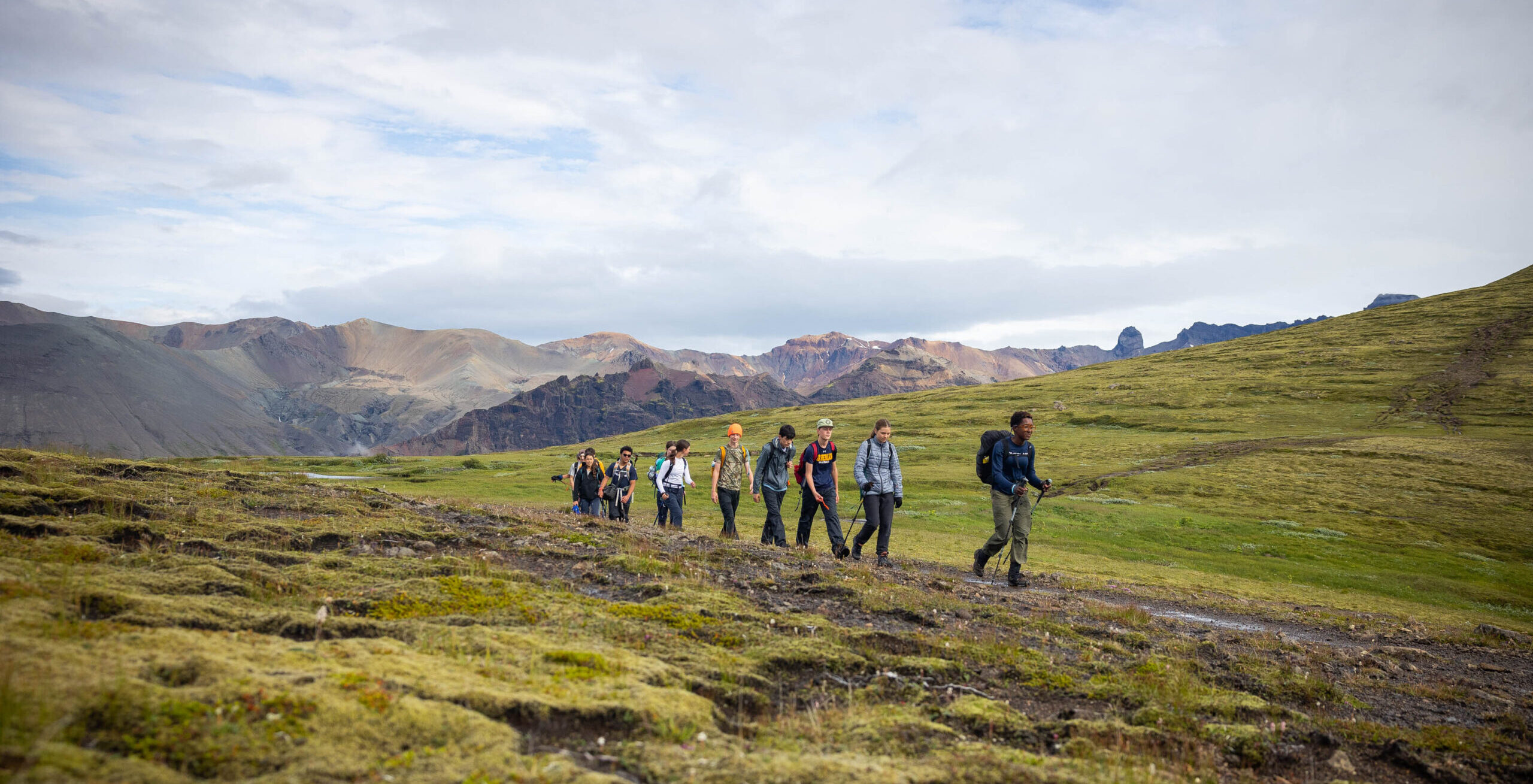 Hiking in the diverse Icelandic landscape