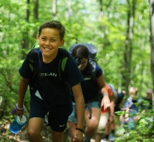 kids hiking at wilderness adventure camp