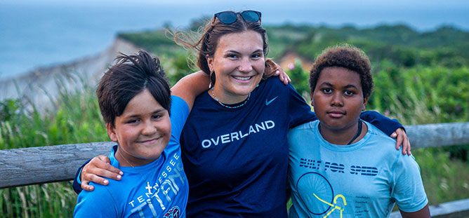 Young kids at outdoor adventure camp